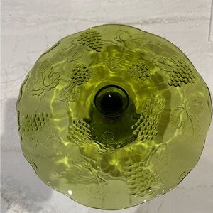 Vintage Indiana Glass Colony Harvest Green Grape Pattern Cake Stand